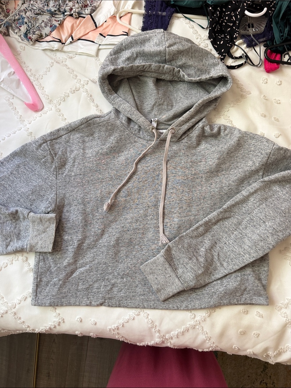 H&M Light Heather Gray Cropped Hoodie